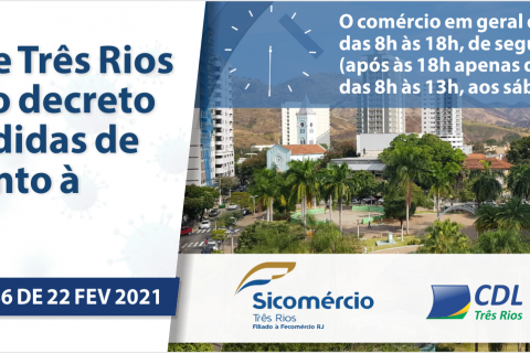 Prefeitura de Três Rios  publica novo decreto  sobre as medidas de  enfrentamento à COVID 19