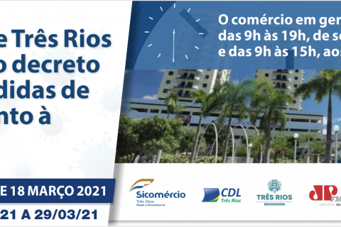 A prefeitura de Três Rios publica Decreto 6509 de 18 de março de 2021