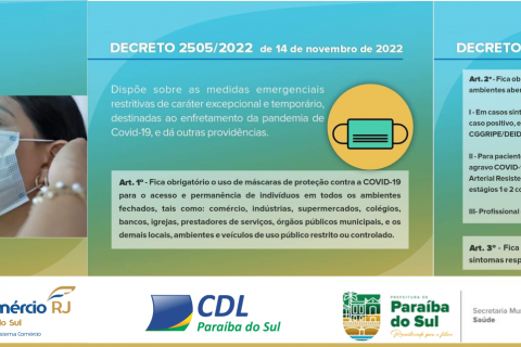 Paraíba do Sul publica novo Decreto de medida emergencial de enfrentamento à COVID-19